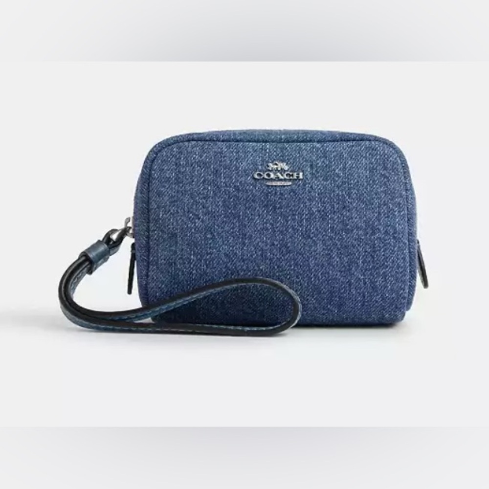 Coach Pouch 🆕 Wristlet in Denim/Silver/Indigo NEW with tags never used - Picture 8 of 8